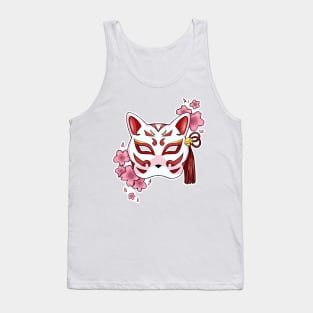 Cherry Blossom Fox Mask - A Playful and Elegant Design Tank Top